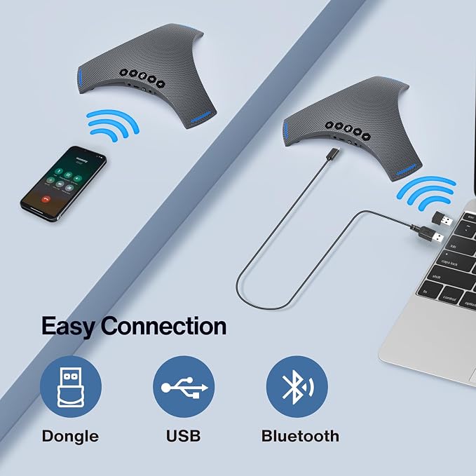 Conference Speaker and Microphone - Bluetooth Speakerphone with Daisy Chain, AI Noise Cancellation, Voice Enhancement, Support Wireless Dongle, USB Connection, Compatible with All Meeting Rooms