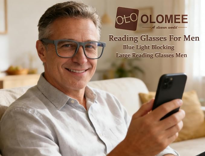 Blue Light Blocking Reading Glasses Men Large Wide Oversized Square Computer Readers Glasses for Big Head/Large Face