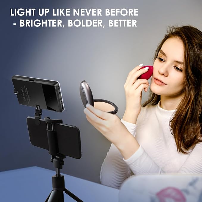Selfie Light Portable Phone Light, Eagerey 60 LED Rechargeable Fill Lights with Front & Back Clip, CRI 95, 3 Modes, Clip on Lights for TikTok Tablet/Laptop, iPad, Conference Vlog Video