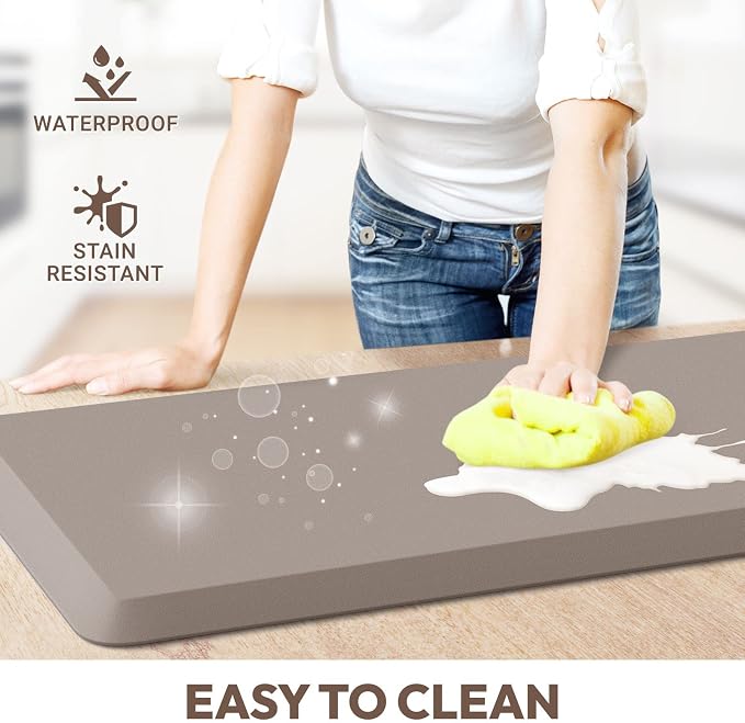 4/5 Inch Thick Kitchen Mat - Cushioned Anti Fatigue Mats for Kitchen Floor - Easy to Clean, Waterproof, Non-Slip Kitchen Rug for Sink, Office, Kitchen (17''x39'' Brown)