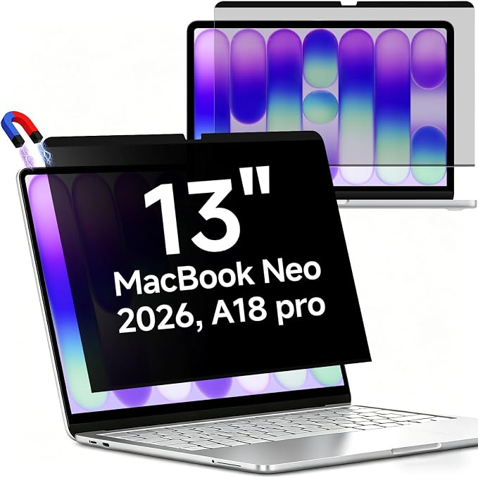 ZOEGAA MacBook Neo Privacy Screen, Magnetic Privacy Screen Protector for MacBook Neo 13 Inch (2026 A18 Pro), Anti-Glare Blue Light Blocking Filter for Office Coffee Shop Travel Work Study
