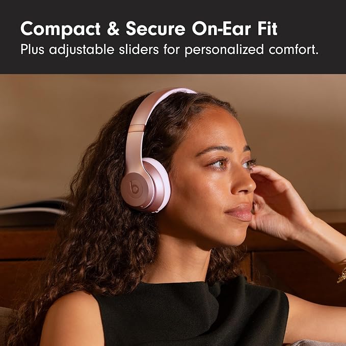 Beats Solo 4 - Wireless On-Ear Bluetooth Headphones, Up to 50-Hour Battery Life, Ultra-Lightweight Comfort, Powerful and Balanced Sound, Apple & Android Compatible - Amazon Exclusive Metallic Pink