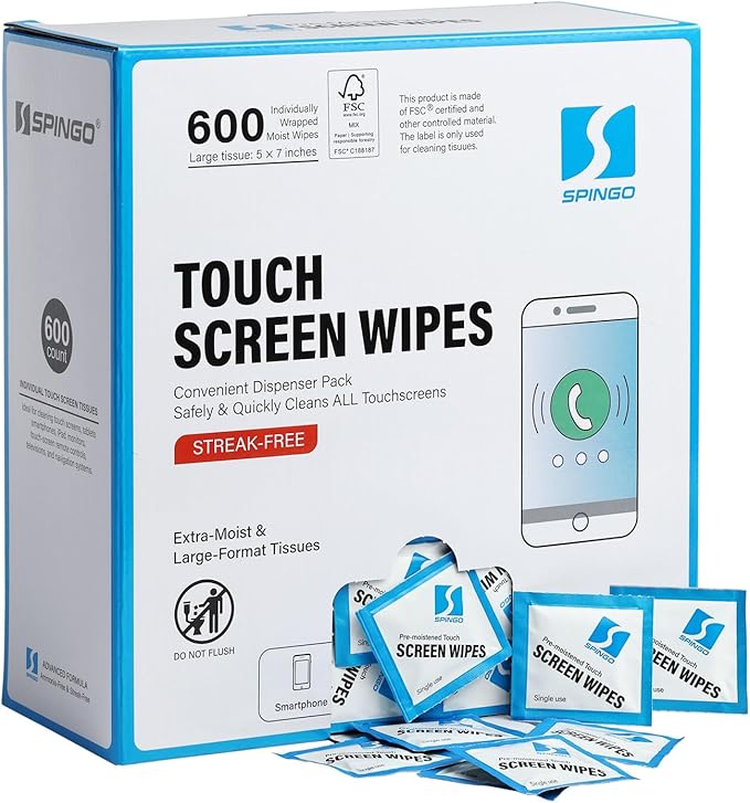 Screen Wipes, Pre-moistened Screen Cleaner Wipes for Electronics, Streak-Free Cleaning Wipes for Phone, Laptop, Monitor, Touch Screens (600 Count)