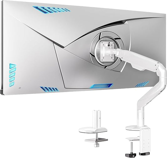 BIZUM Heavy Aluminum Monitor Stand 17 to 43 Inch Monitor Arm, Adjustable-Monitor Mount up to 33lbs with Clamp and Grommet Base, VESA 75x75/100x100mm White