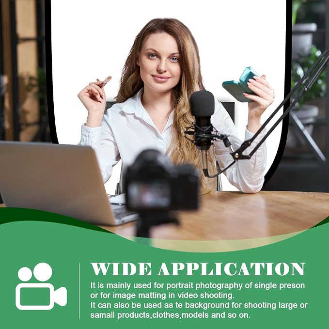 Green Screen Backdrop, 58in Portable Green Screen Chair with Stand Double Sided Foldable Green Background, Chroma Key, for Photography Streaming Gaming Photo Zoom Video Chats and Meeting (White)