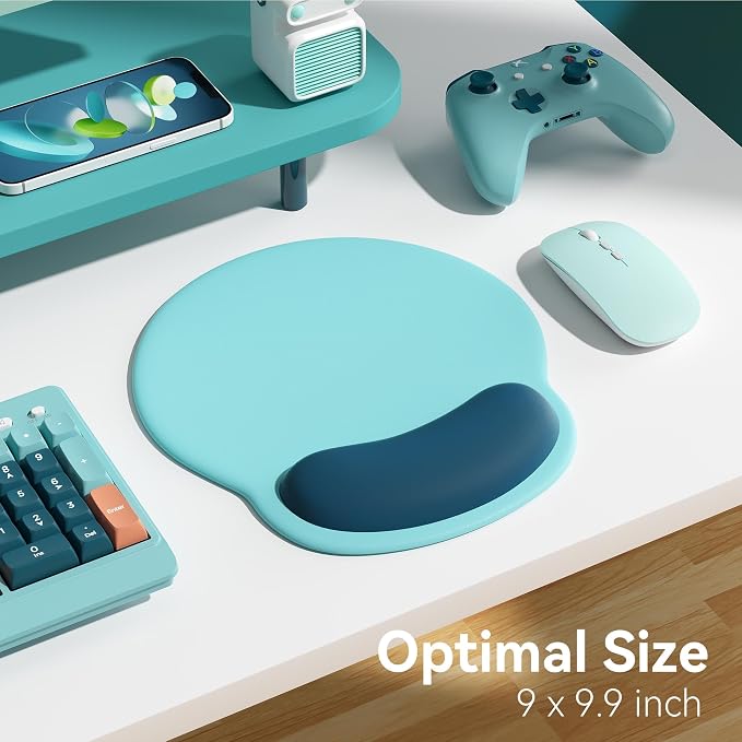 Ergonomic Mouse Pad with Wrist Rest,Mousepad with Wrist Support - Cute Gel Portable Mouse Pads for Desk Laptop,Computer,Office & Home Decor-(Teal)