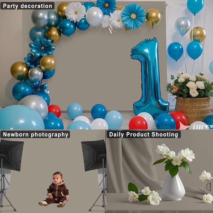 Grey Backdrop for Photoshoot, Professional Photo Backdrop Background Curtain for Product Photography, Portraits, Wedding, Party, Live Streaming Video Recording 8X10 FT