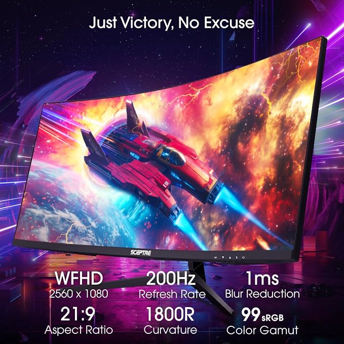 Sceptre Prime Curved 30-inch Gaming Monitor 200+Hz FreeSync Build-in Speakers 2560 x 1080p HDMI DP Machine Black 2026 (C305B-200UN Series)