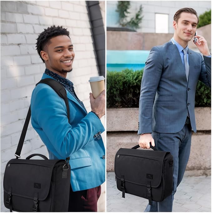 MATEIN Messenger Bag for Men, Briefcases Lightweight Men's Laptop Bag 15.6 inch Water Resistant Crossbody School Satchel Bags Computer Work Office Bag with Shoulder Strap, Black