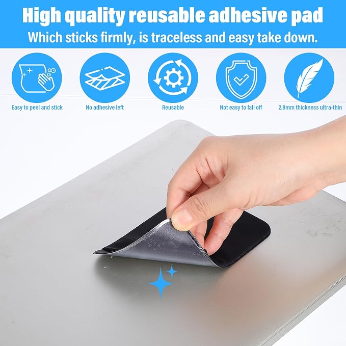 Portable Hard Drive Sleeve 2-Pocket Stick on Pouch with Reusable Adhesive SSD Hard Drives Carrying Case Computer Accessories Pouch Holder for Most Laptop External Solid State Drive Mouse USB Cable