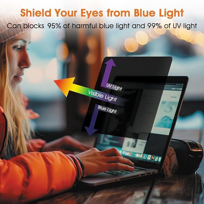 Laptop Privacy Screen 16 Inch 16:10 Display, Anti Glare Film Blue Light Filter, Anti Scratch Protector Computer Privacy Screen Shield, Not for 16.1'' Laptops