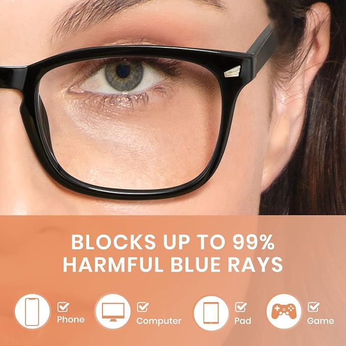 Cyxus Blue Light Glasses Men Women Reduce Eye Strain UV Blocking for Office Work Computer Screen 8082
