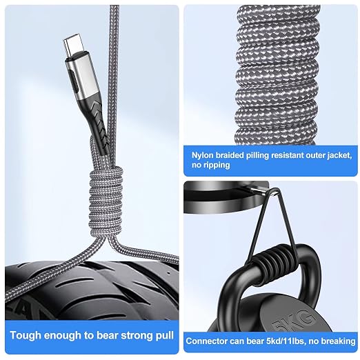 Durcord USB C Cable, Upgarded 2Pack 10ft Fast USB Type C Charging Cable for Android/Phone/Pad/Laptop, Type C Charger Braided USB Cable Compatible withi Phone 17/16/15/Pro/Plus/Max/Sam.Sung-Silver