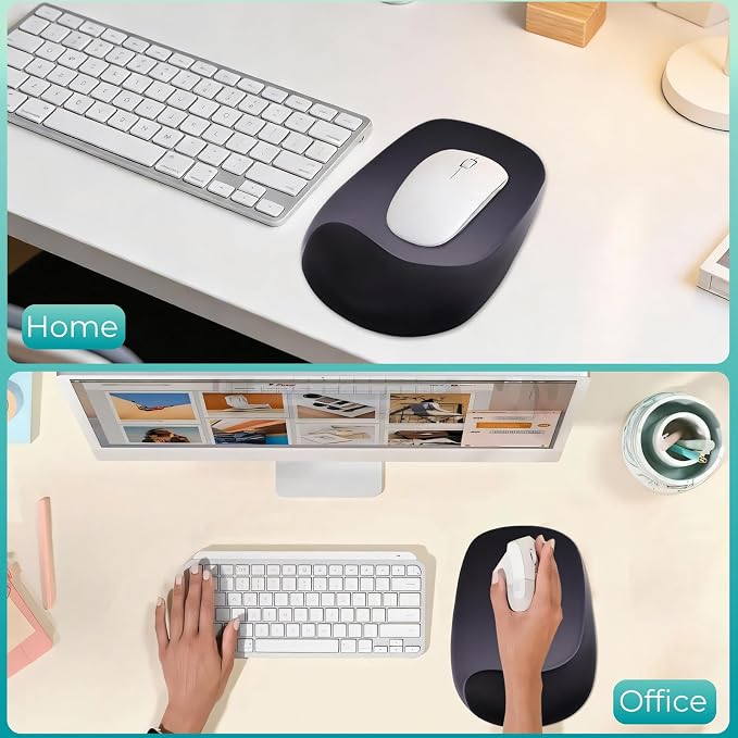 Mouse Pad with Wrist Rest Support, Ergonomic Mousepad with Comfortable Gel Cushion, Gaming Mouse Pad with Non-Slip PU Base, Relieve Pain Relief, for Home Office Computer Laptop, Black