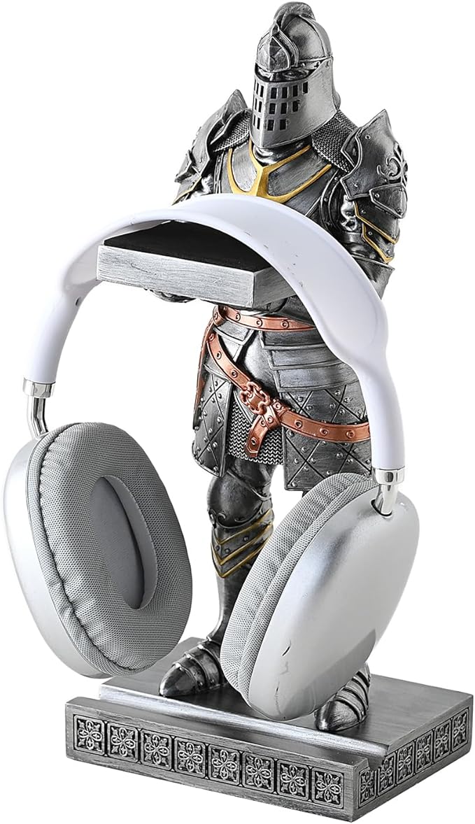 King's Guard Headphone Stand Watch Display Stand Jewelry Bracelet Necklace Holder Trays Towers Warrior Knight Mobile Phone Stand for Office & Home 12.20 Inch (Iron)