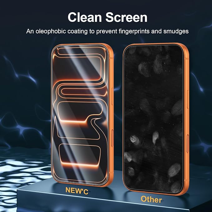 NEW'C 3x Screen Protector for iPhone 17 Pro Max (6.9 inches)+ 3x Camera Lens Protector, Sensor Protection, Case Friendly Tempered Glass Film, Ultra Resistant, Easy installation tool include
