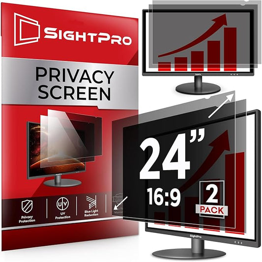 SightPro 24 Inch 16:9 [2 Pack] Computer Privacy Screen Filter for Monitor - Privacy Shield and Anti-Glare Protector