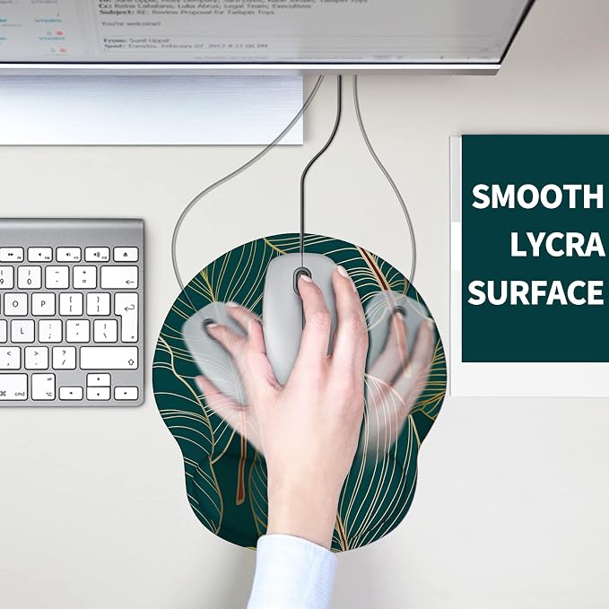 eulps Mouse Pad with Wrist Rest, Comfortable Computer Mousepad with Gel Wrist Support Smooth Surface and Non-Slip PU Base for Pain Relief, Laptop, Office & Home (Tropical Plants)