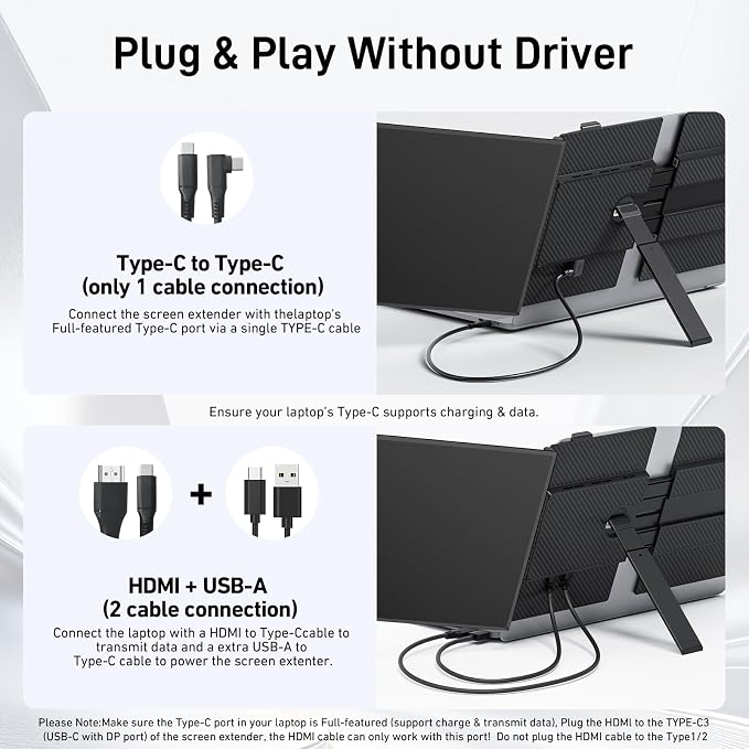 Vixtan Laptop Screen Extender, 15.3" FHD 1080P Portable Dual Monitor, Ultra-Thin 1.7lbs Plug & Play for 13"-17" Laptops