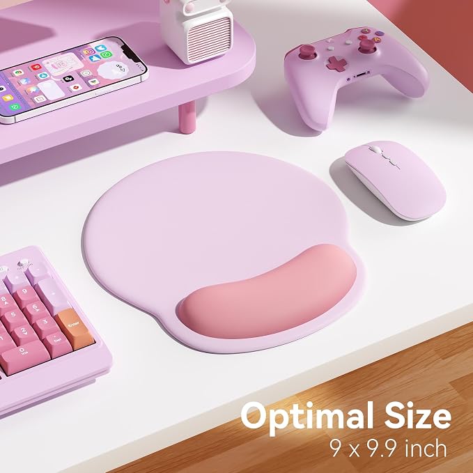 Ergonomic Mouse Pad with Wrist Rest,Mousepad with Wrist Support - Cute Gel Portable Mouse Pads for Desk Laptop,Computer,Office & Home Decor-(Pink)