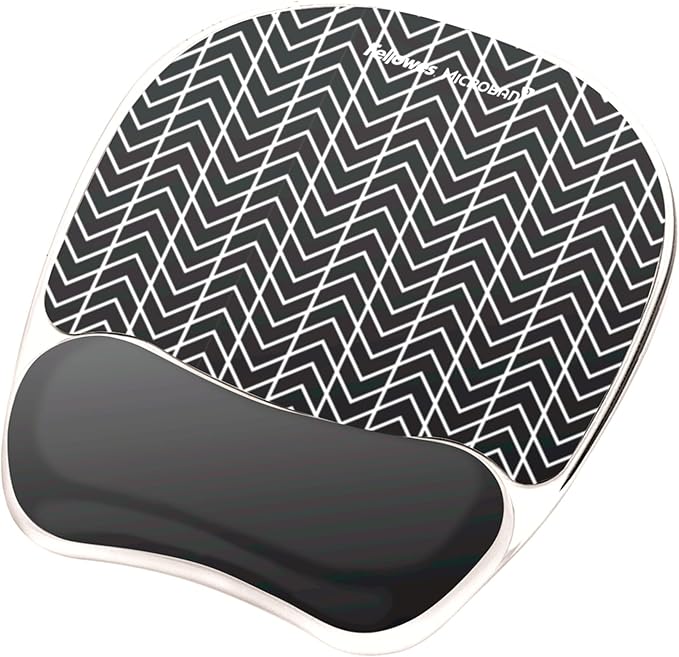 Fellowes Photo Gel Mouse Pad Wrist Rest with MICROBAN - Black Chevron (9549901)