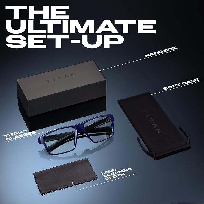 Titan Gaming Glasses, Blue Light Blocking, Night Driving Glasses for Men, Computer Protection, Gift for Gamers