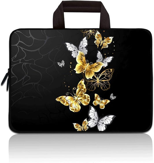 14 15 15.4 15.6 inch Laptop Handle Bag Computer Protect Case Pouch Holder Notebook Sleeve Neoprene Cover Soft Carrying Travel Case for Dell Lenovo Toshiba HP Chromebook ASUS Acer(Butterfly)