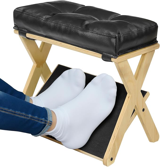 Double Step Foot Stool Under Desk, Wooden Foot Rest Under Desk with Non-Slip EVA Stepping Surface, Ergonomic Foot Stools for Under Office Desk, Enhances Posture,Home Office Gaming