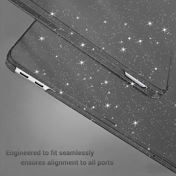 MOSISO Sparkly Glitter Case Compatible with MacBook Neo Case 13 inch 2026 Release Model A3404 with A18 Pro Chip, Crack-Resistant Protective Hard Shell Case&Keyboard Cover&ScreenFilm&Pouch, Black