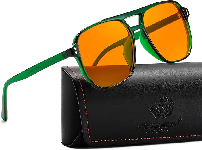 FEISEDY Amber Blue Light Glasses for Computer Gaming Orange/Yellow lens Anti Eyestrain Sleep Glasses G2835