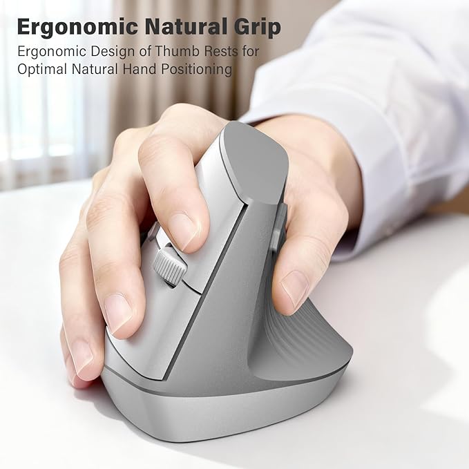 MOFII Wireless Ergonomic Keyboard & Mouse Combo – Split Curved Keyboard with Wrist Rest (All-Day Comfort) + Wireless Vertical Ergonomic Optical Mouse, Compatible with PC/Laptop/Desktop