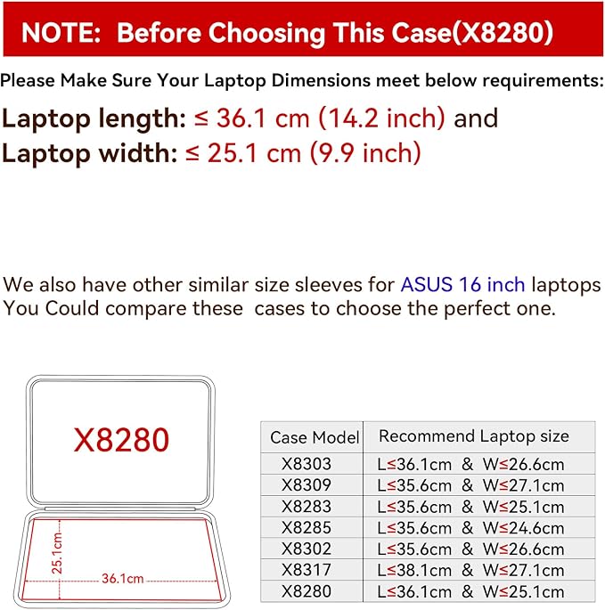 Smatree Hard EVA Protective Sleeve Compatible for 16 inch Vivobook 16X/S 16X/16, for Zenbook Pro Duo 15 OLED, for Chromebook CX1/C523, for V16 V3607 Case (X8280)