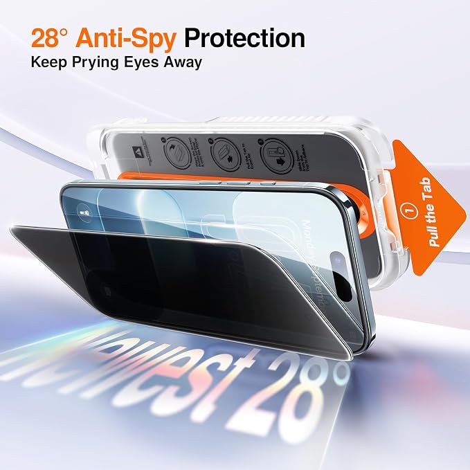 SMARTDEVIL 2 Pack Privacy Screen Protector for iPhone Air, Anti-Spy Tempered Glass Film, 9H Hardness Military Grade Shatterproof, Easy to Install, Auto Bubble-Free and Dust-Free Box, Case Friendly