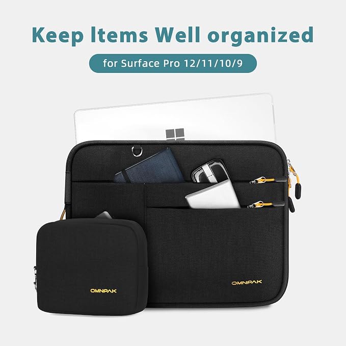 Omnpak Surface Pro 11 Case,13 inch Laptop Sleeve for Surface Pro 12/11/10/9/8/X/7/6/5/4/3 with Side Handle Strap and Accessory Pocket,Recycled PET Laptop Carrying Bag
