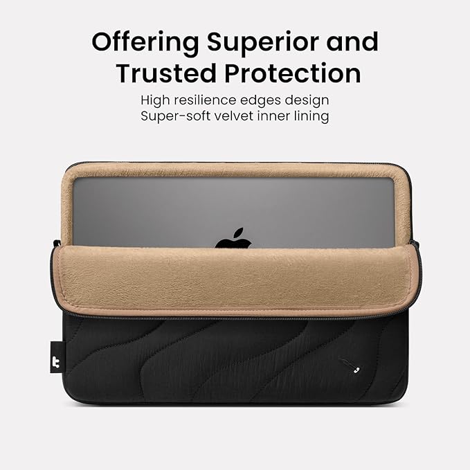 tomtoc 360 Protective Puffy Laptop Sleeve Set for 2026 16-inch MacBook Pro M5 Pro/Max A3428 A3429, M4/M3 Pro/Max A3403 A3186 A2991 A2780, Quilted Soft Puffer Bag with Tech Pouch for Dell XPS 16 Laptop