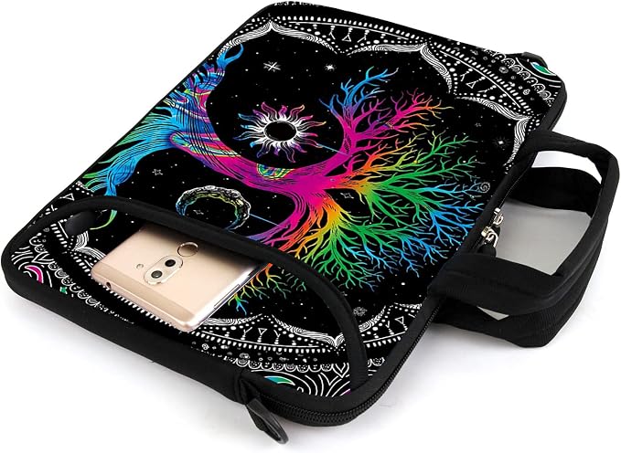 AMARY 17" Laptop Shoulder Bag Carrying Case Adjustable shoulder straps, comfortable handle, front pocket for storing mouse (Color Tree)