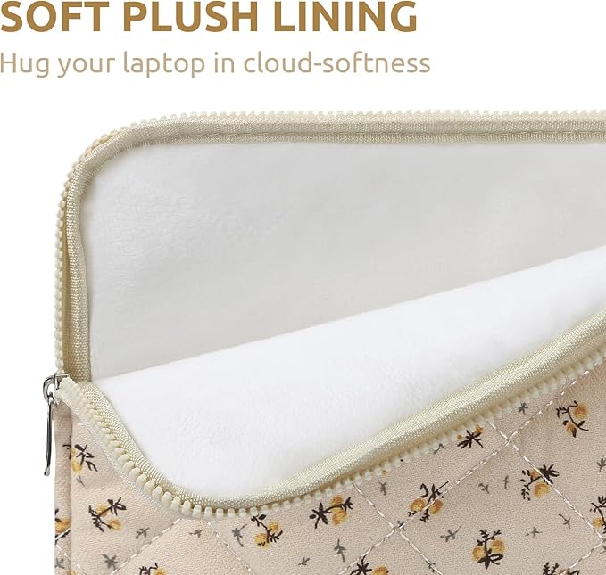 Puffy Laptop Sleeve 13-15.6 Inch Cute Quilted Laptop Protective Case Padded Floral Computer Sleeve for MacBook (A-Yellow, 11 Inch)