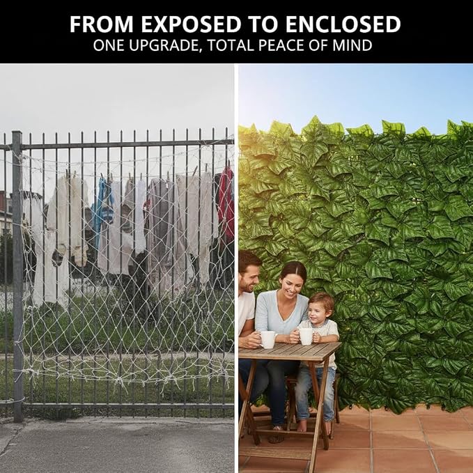 Faux Ivy Privacy Fence Screen Outdoor Expandable Artificial Greenery Roll Fake Hedge Wall Patio Green Plastic Leaf Plant Vine Grass Panels Gate Covering for Garden Yard Balcony (400 X 40 in)