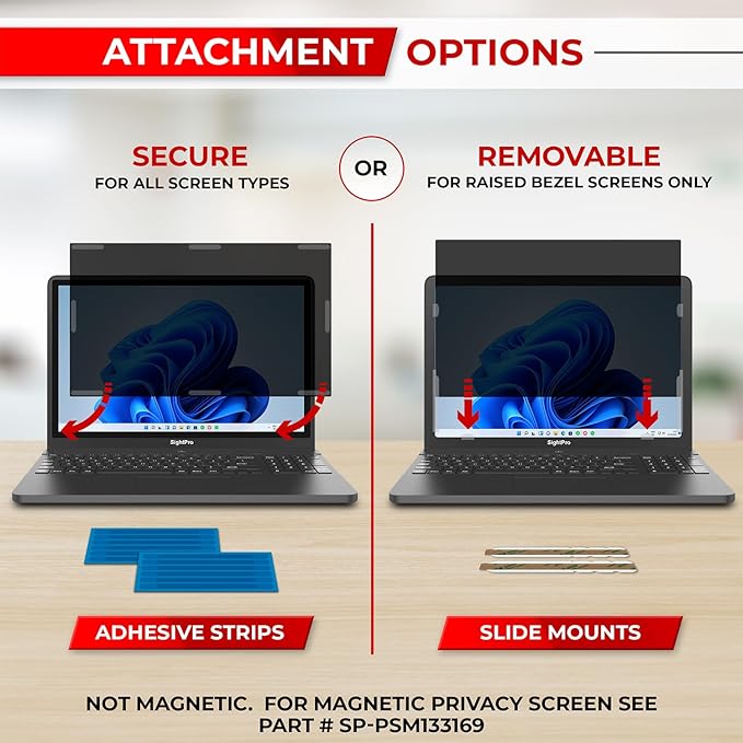 SightPro 13.3 Inch 16:9 Laptop Privacy Screen Filter - Computer Monitor Privacy Shield and Protector - High Clarity