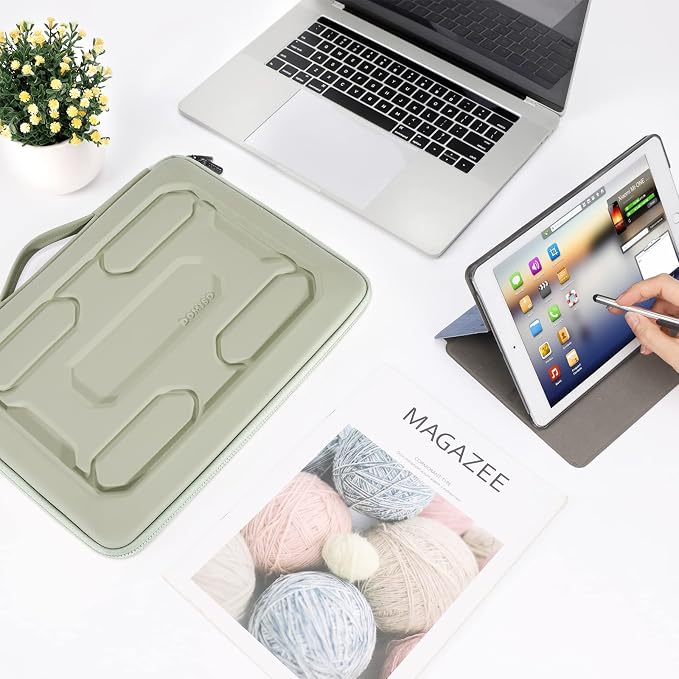 DOMISO 17 inch Laptop Sleeve with Handle Shockproof Computer Bag Waterproof EVA Protective Carrying Case for 17.3" MSI GS73VR Stealth Pro/HP Envy 17/LG Gram 17"/ROG Strix GL702VS, Mint Green