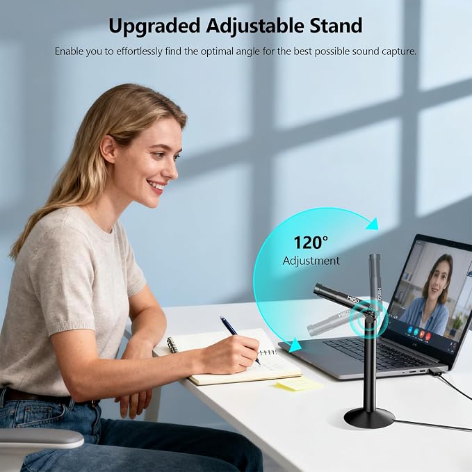 MillSO USB PC Microphone with Adjustable Stand Plug & Play Omnidirectional External Mini USB Microphone for Computer, Laptop, YouTube, Meeting, Recording, Podcasting, Gaming - 1.2M/4FT