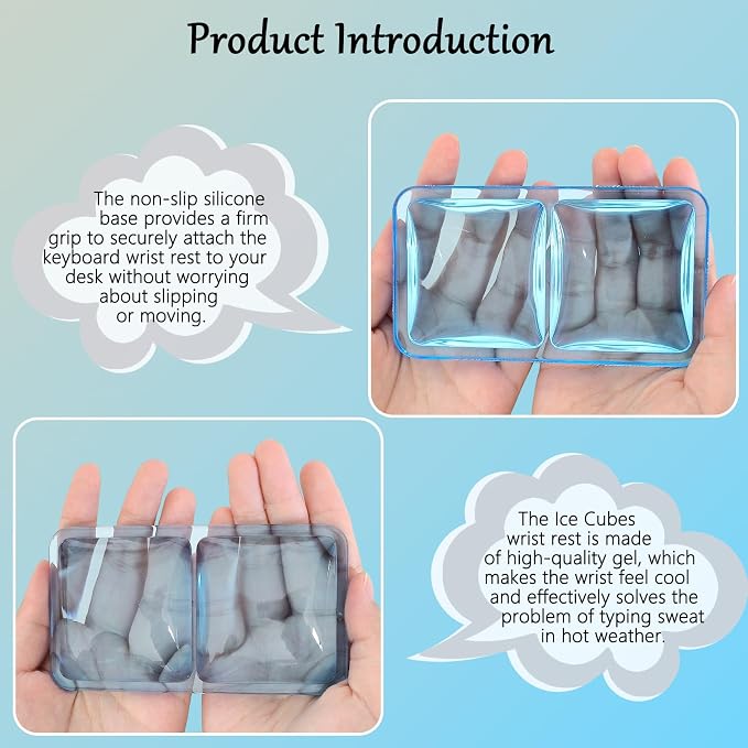 Gel Wrist Rest for Keyboard and Mouse Square Blue Plaid Clear Keyboard Wrist Rest Transparent Ergonomic Cute Checkered Mouse Wrist Pad Silicone Non-Slip Support for Computer Laptop Gaming Home Office