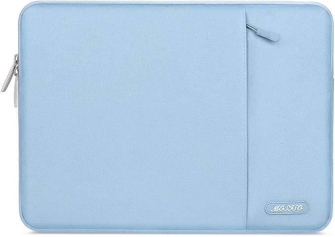 MOSISO Laptop Case 16 inch, 15-15.6 inch Laptop Sleeve Compatible with MacBook Pro 16 M5 M4 M3 M2 M1, HP Acer Dell Lenovo ASUS, Polyester Vertical Computer Sleeve Bag with Pocket, Air Blue