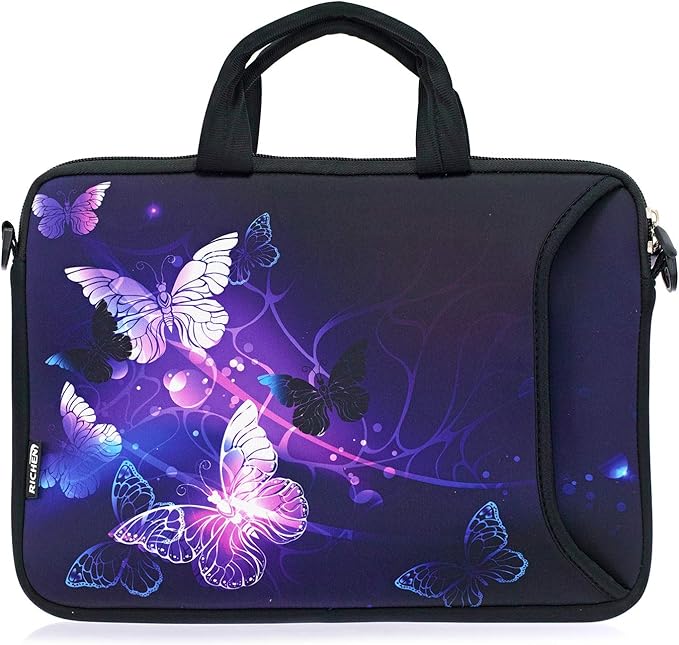 RICHEN 17 inch Laptop Shoulder Bag Carrying Case Computer PC Cover Pouch with Handle Fits 15.6/16/17/17.3/17.4 inch Laptop Notebook (16-17.3 inch, Butterflies)