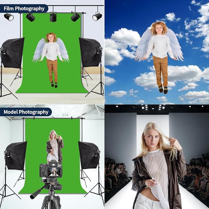 Green Screen Backdrop Chromakey Virtual Green Screen Background Sheet Fabric Wrinkle Resistance Photo Background for Photo Studio Shooting Props 5x7FT