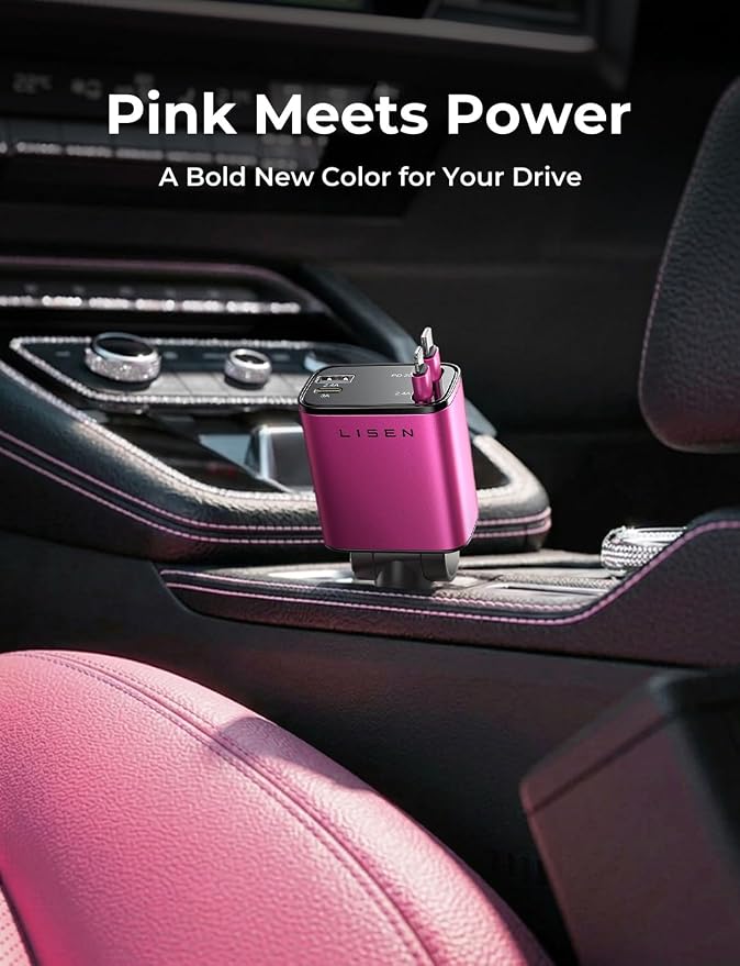 Retractable Car Charger 4 in 1, Fast Car Phone Charger with Cord 31.5Inch, USB C and Apple Car Adapter, Compatible with iPhone 17 16 15 14 13 12