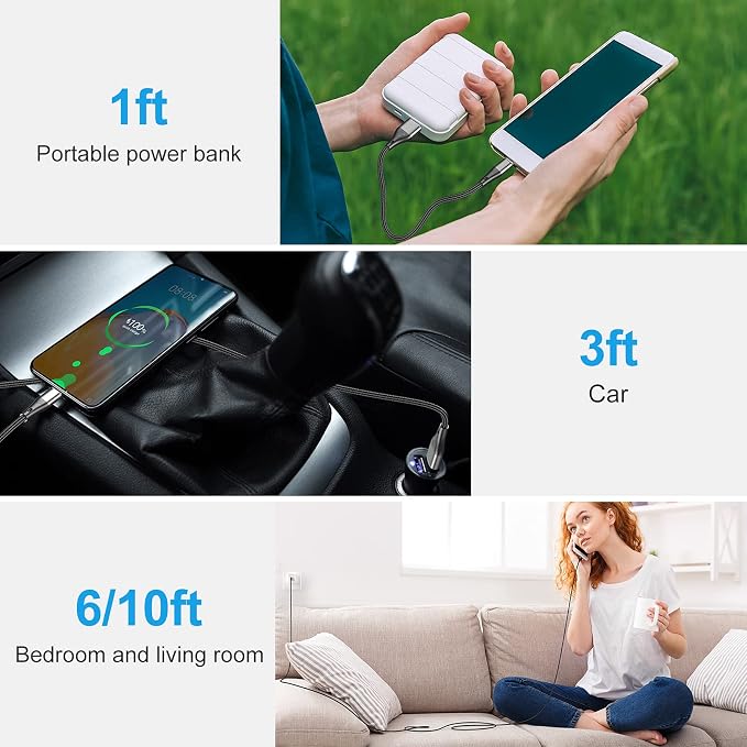 Extra Long 16FT USB Type C Cable Fast Charging,3pack Premium Nylon Braided 3A Rapid Charger Cord,Type C to A Cable Compatible for Samsung Galaxy S21 S20 S10 S9 S8 Plus,Note 20 10 9 8, LG V50 V40 G8
