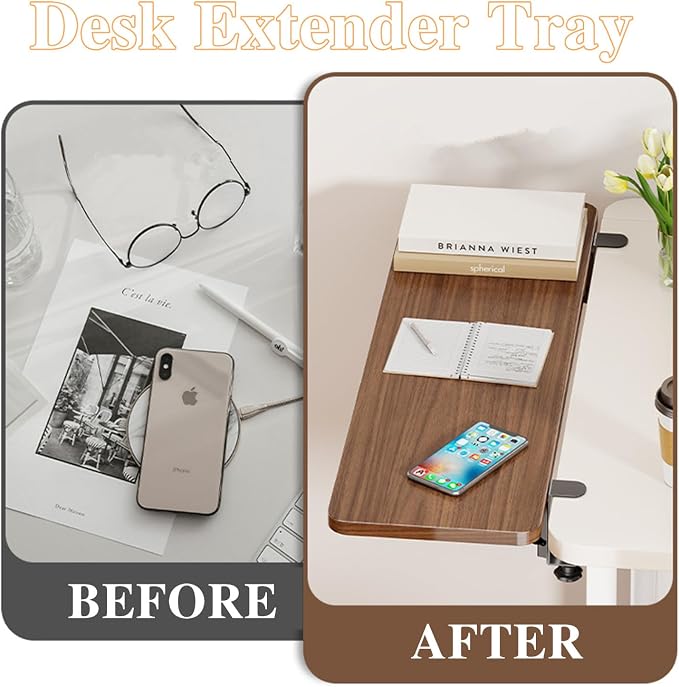 Adjustable Desk Extender Tray - 20 x 7.8 Inch Ergonomic Table Extension for Laptop, Keyboard & Mouse | Clamp-On Desk Shelf for Home Office, Study & Workstation.