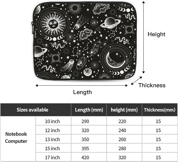 Sun and Moon Laptop Sleeve Case for Men Women Waterproof Oxford Cloth Laptop Sleeve Bag Suitable for Most Ipads and Laptops Notebook Computer Pocket Tablet Traveling Carrying Simple Case 17 inch