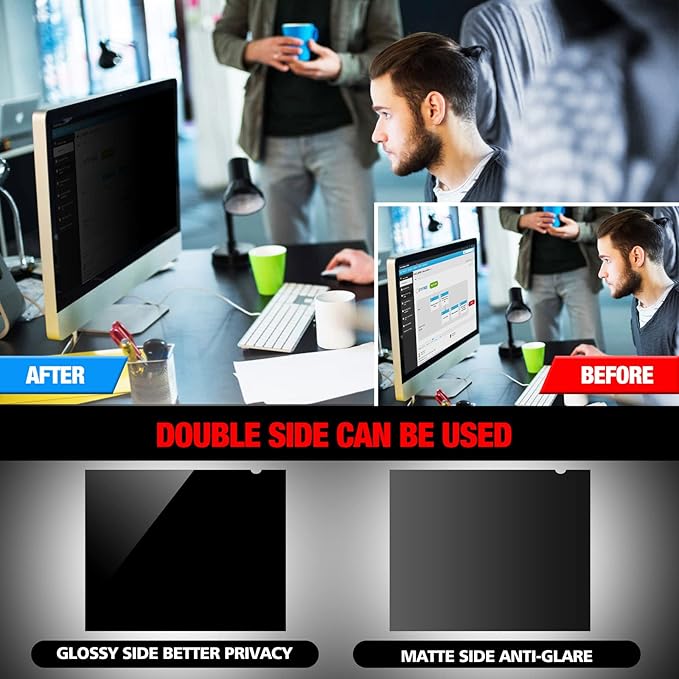 Computer Privacy Screen Filter for 22 Inch 16:10 Widescreen Monitor, Anti-Spy/Anti Glare Protector Office Accessories - WxH: 18 11/16" x 11 11/16" (475mm x 298mm) (Not for 22" 16:9)